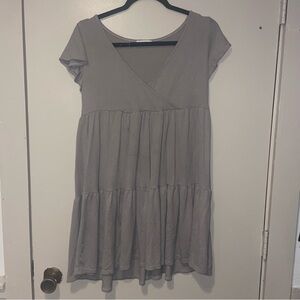 See You Monday Gray V-Neck Baby doll Dress